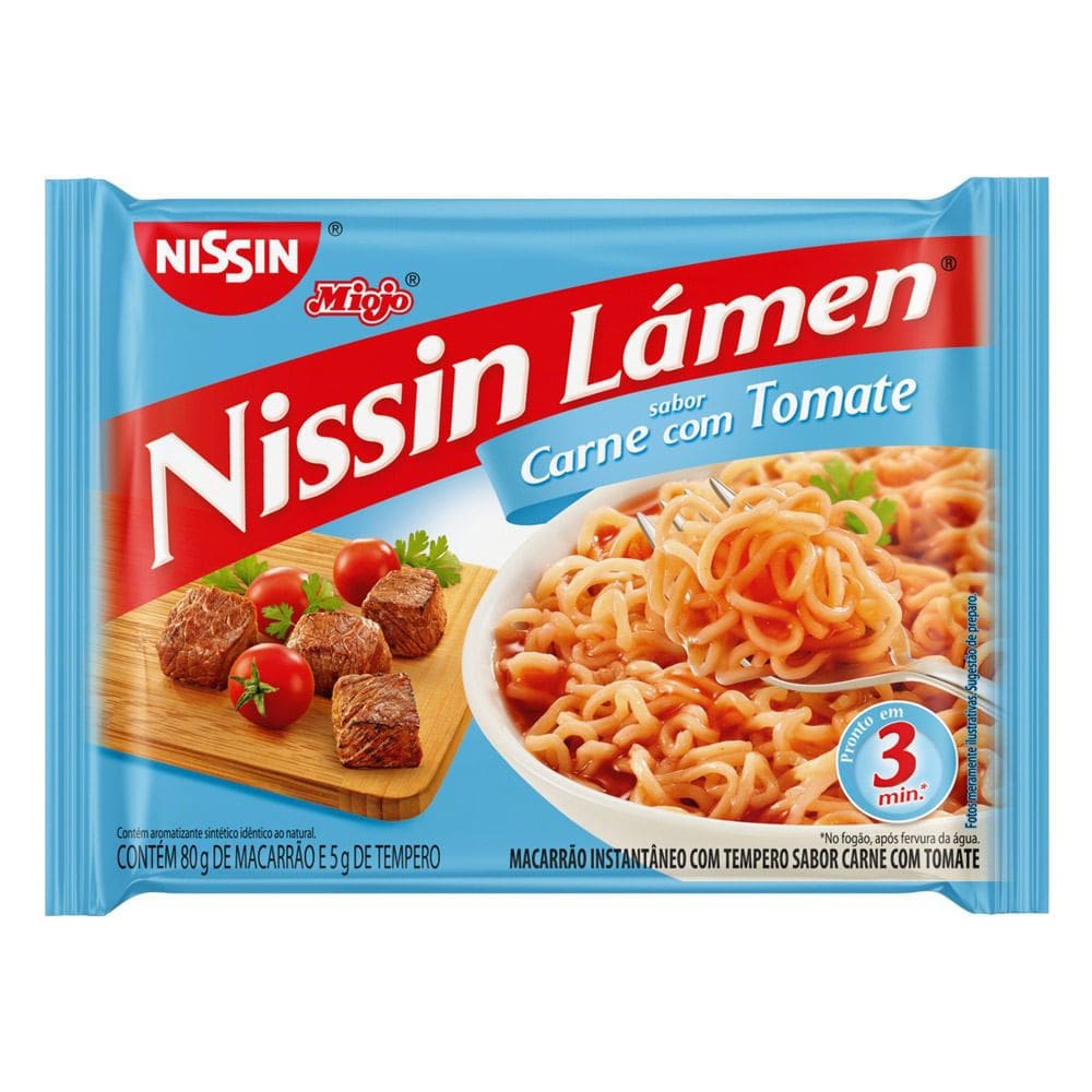 Macarrão Instantâneo Nissin Lámen Sabor Carne com Tomate 85g