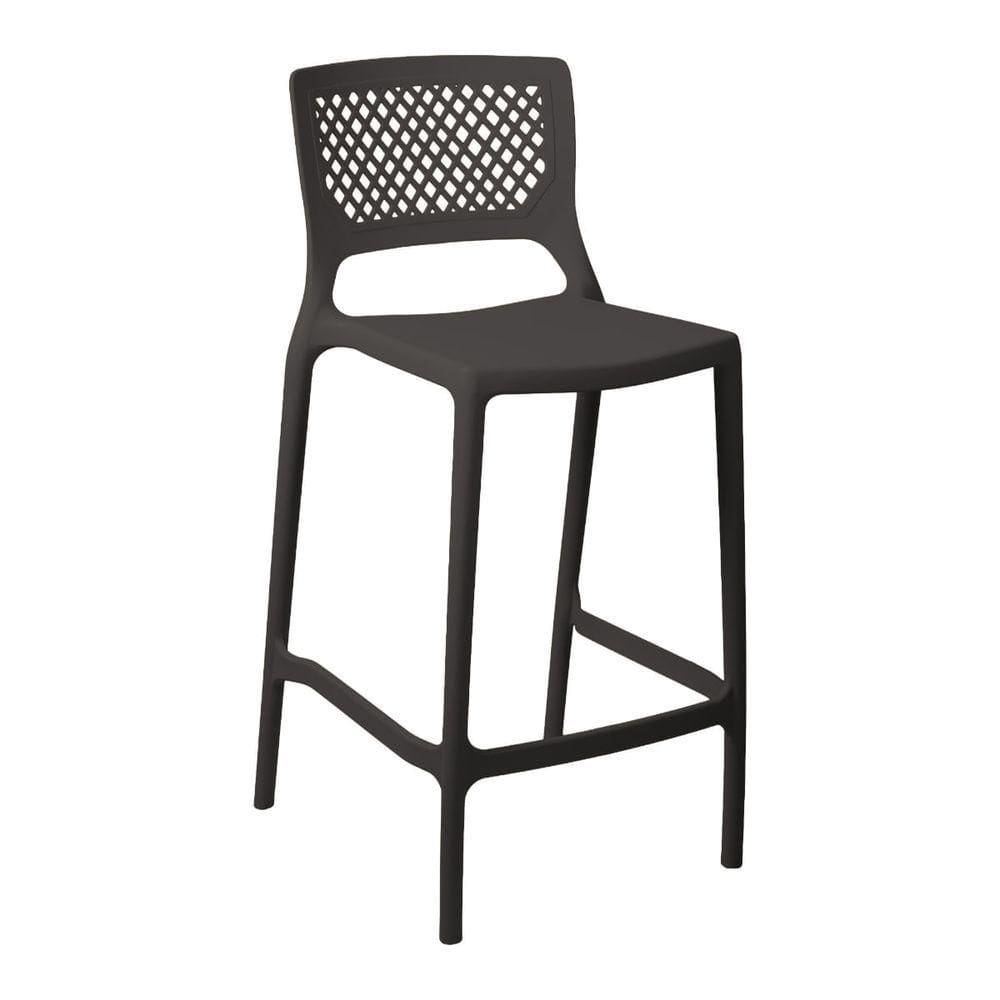 Banqueta Alta Para Cozinha Grafite Empilhável Vênus Em Polipropileno Acrilys