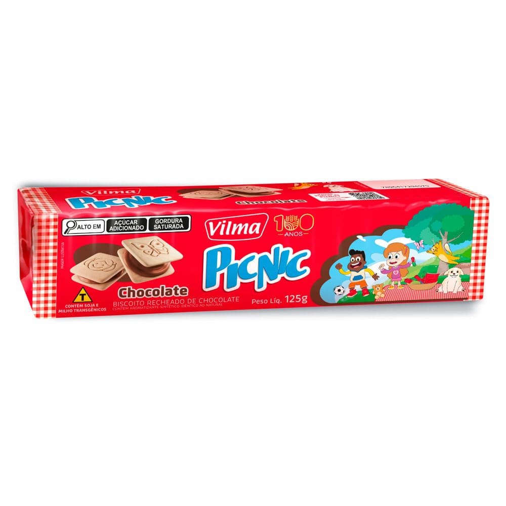 Biscoito Recheado Vilma PicNic Sabor Chocolate 125g