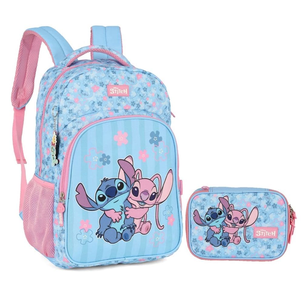 Kit Mochila + Estojo Luxcel Stitch & Angel