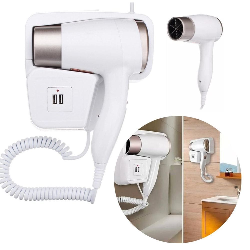 Secador De Cabelo Para Banheiro Com Suporte Parede Hotel