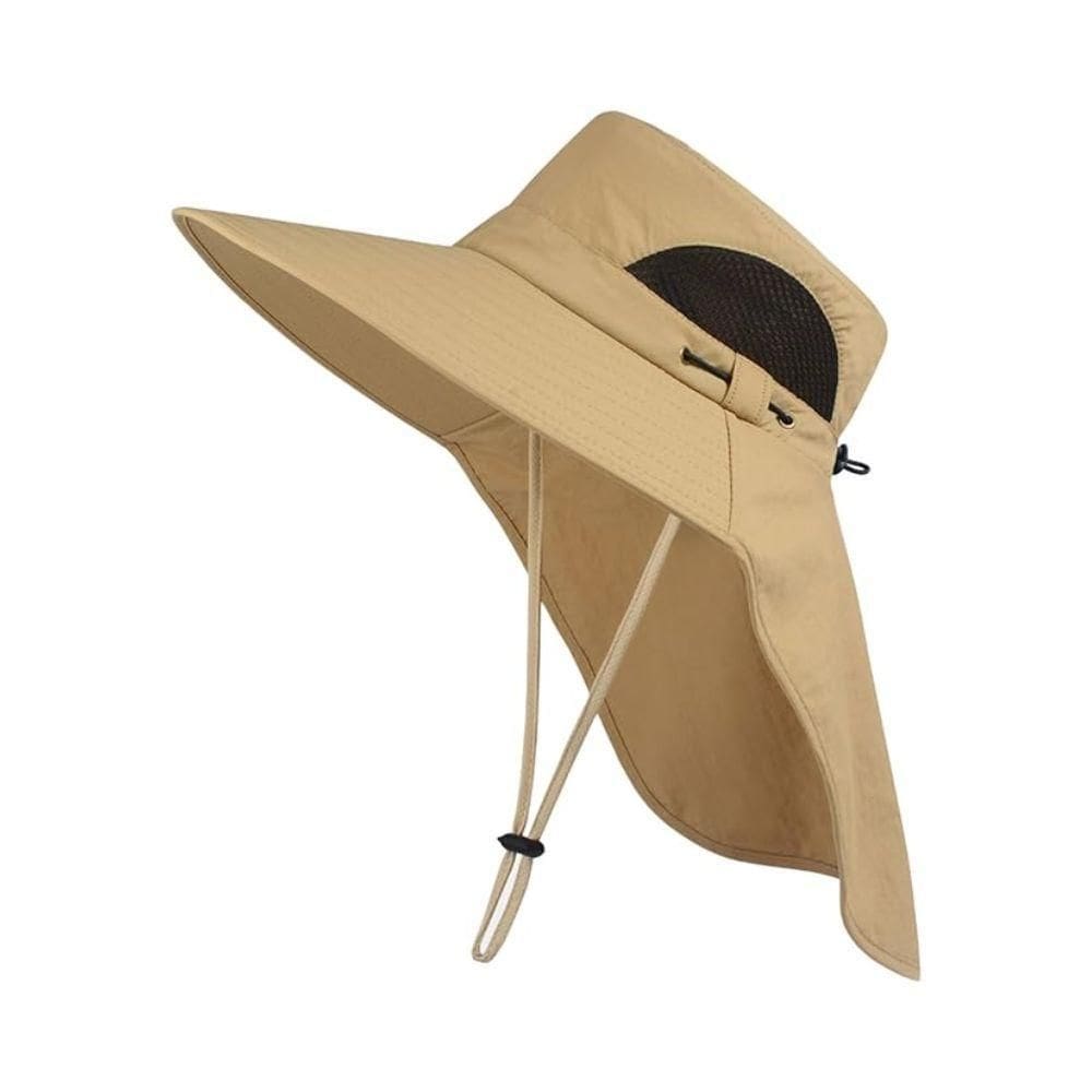 Chapéu Boné Pescador Australiano Respirável Ajustável Upf50+ Pesca Trilha Camping Bege