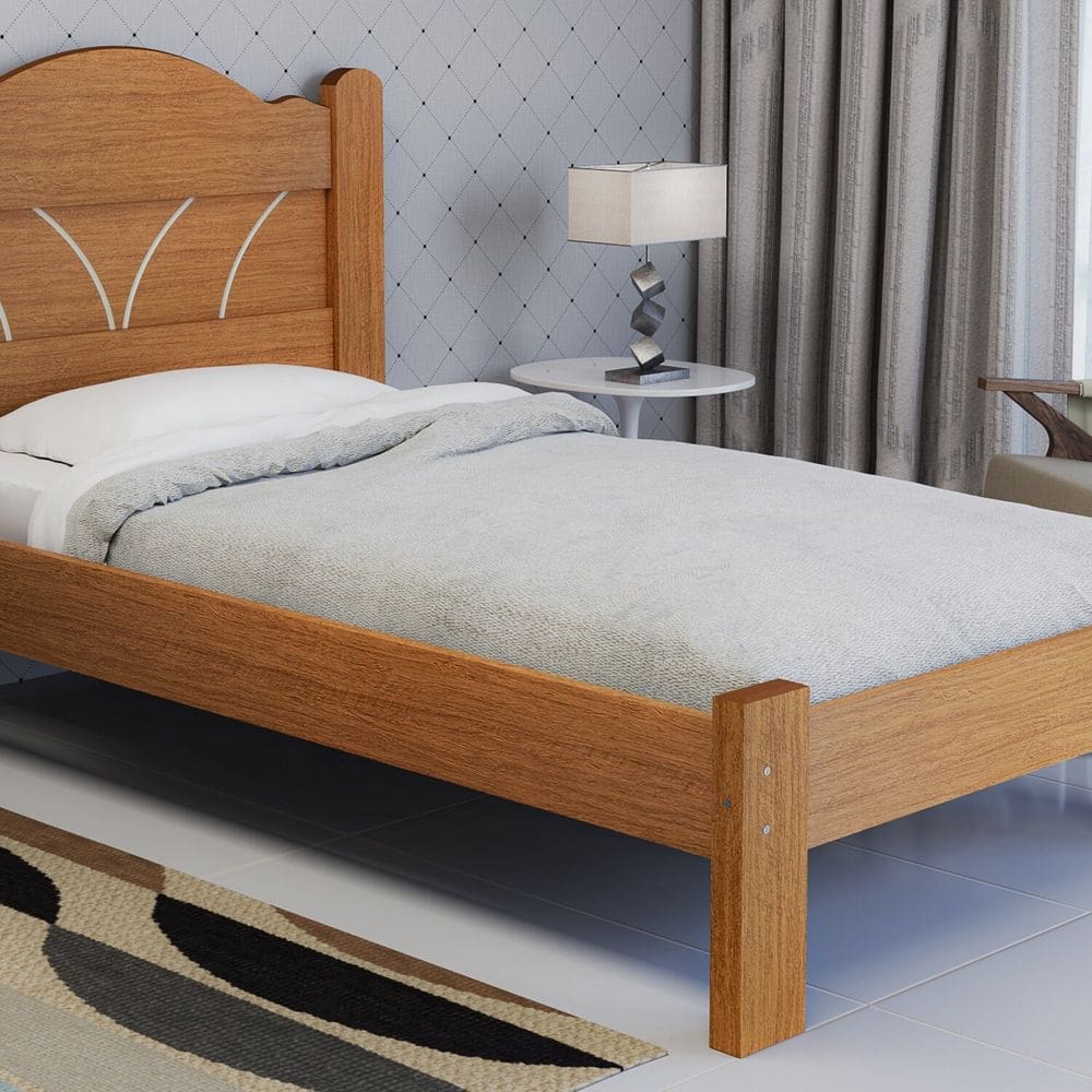 Cama Solteiro 100% Mdf 107,5x94cm Alice Naturale