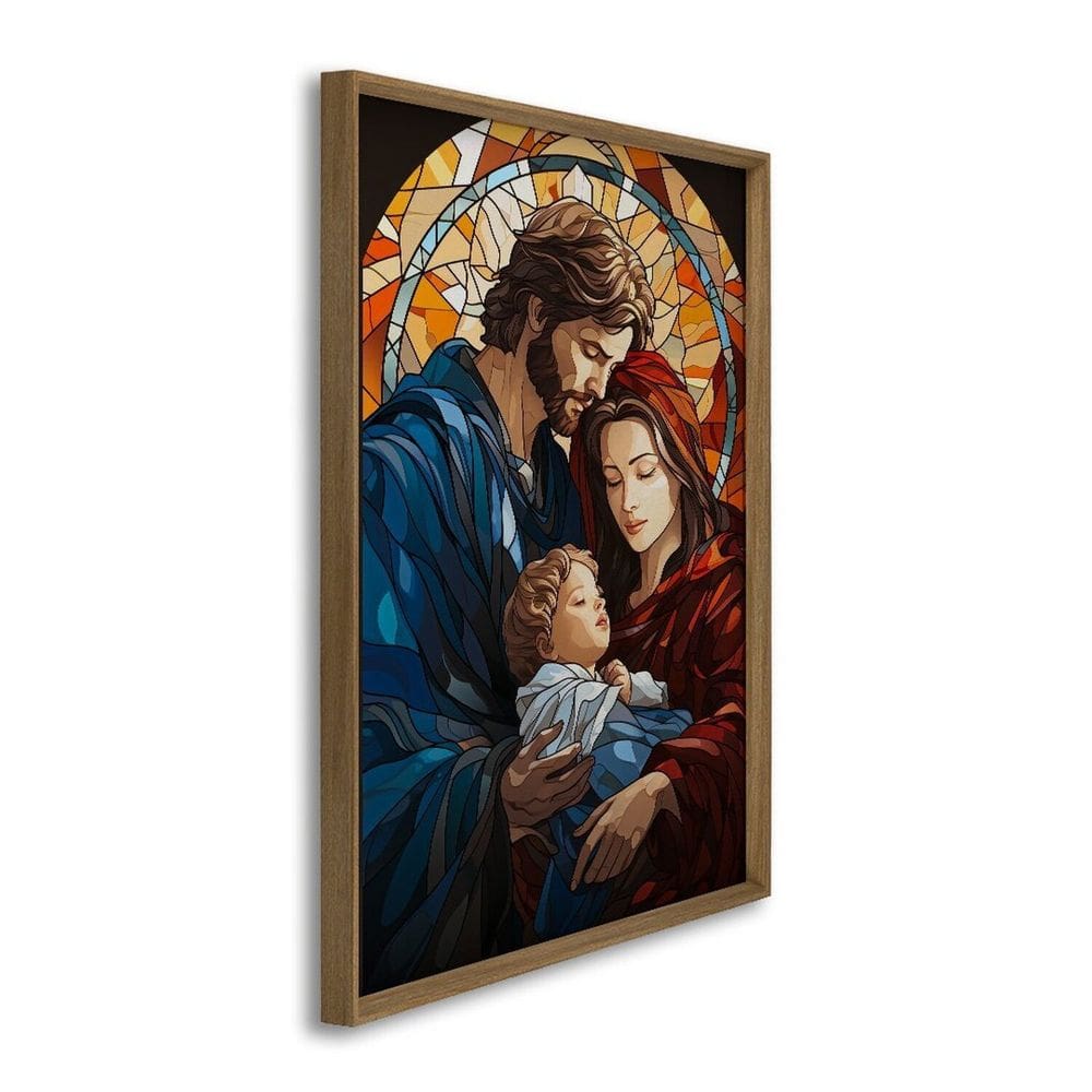 Quadro Decorativo Religioso Jesus Maria e José 1 Tela 80x120cm para Sala Quarto Hall