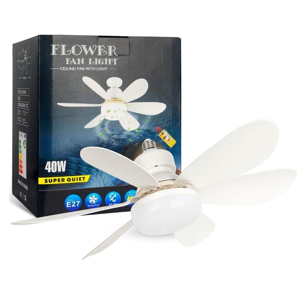 Ventilador De Teto 6 Pás Potente Lâmpada E Controle Bivolt