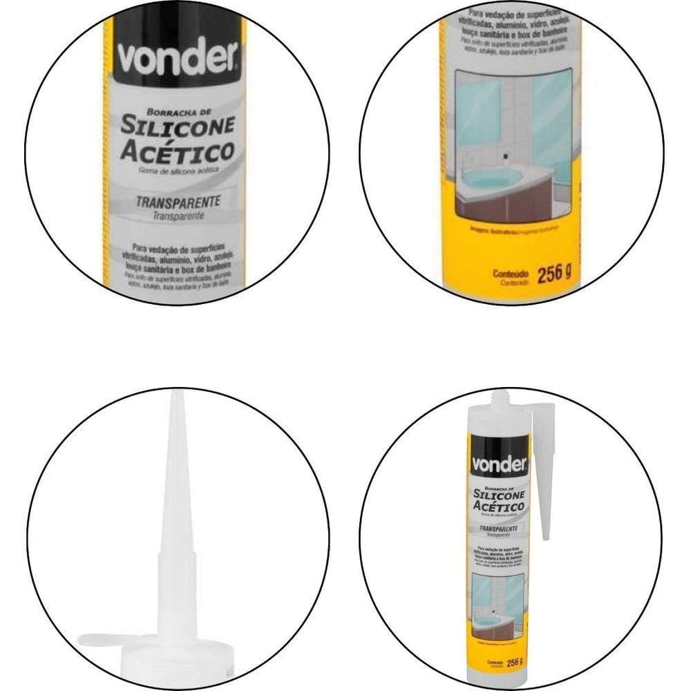 Borracha Silicone Transparente 256g Acético Vonder