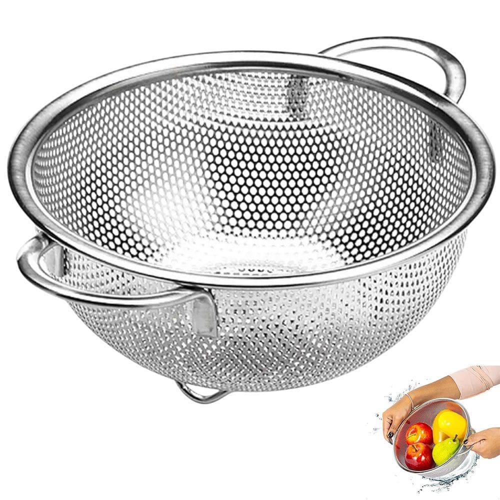 Escorredor Inox Macarrao Massa Legumes Fruta Cozinha Multiuso Versatil