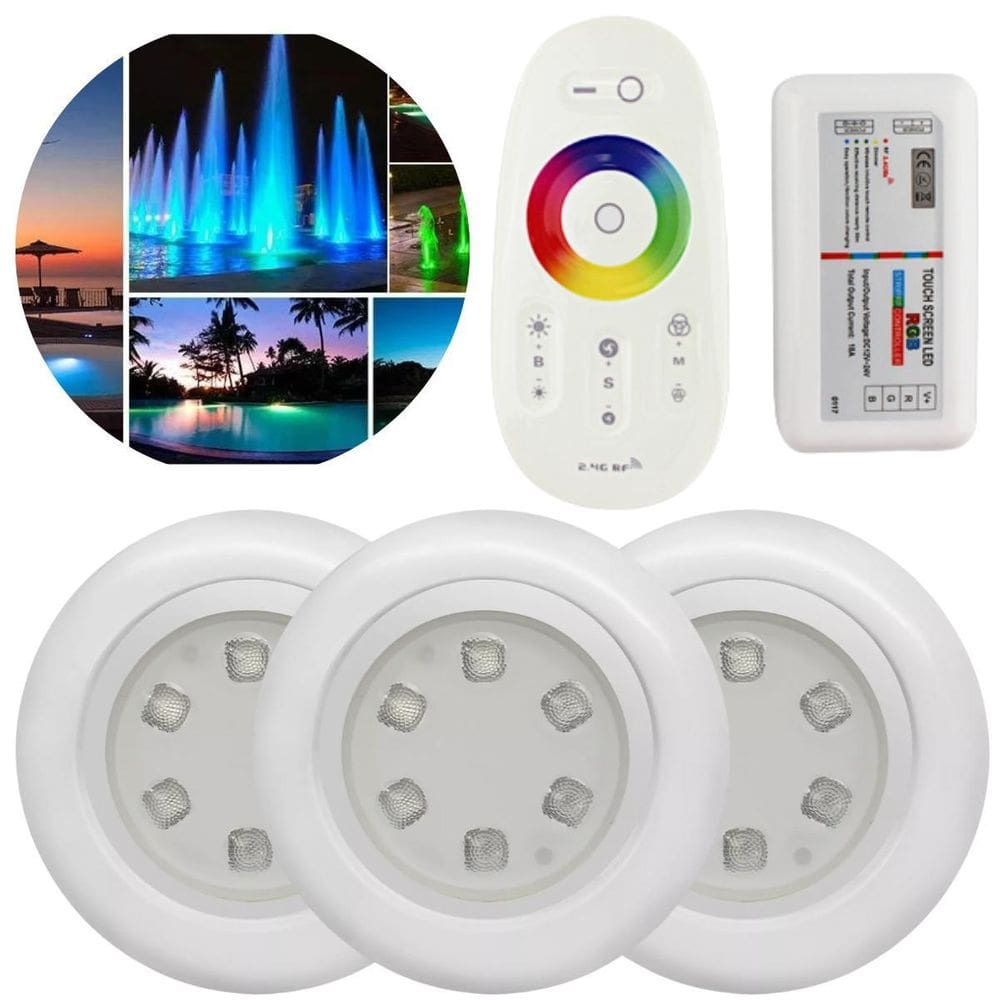 3 Luminárias Leds 12V Piscina Rgb 9W Controladora Módulo