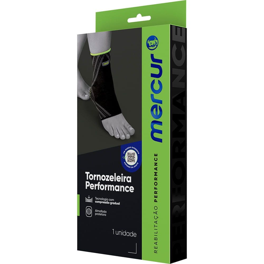 Tornozeleira Reabilitação Performance Mercur Tamanho M Preta 1 Unidade