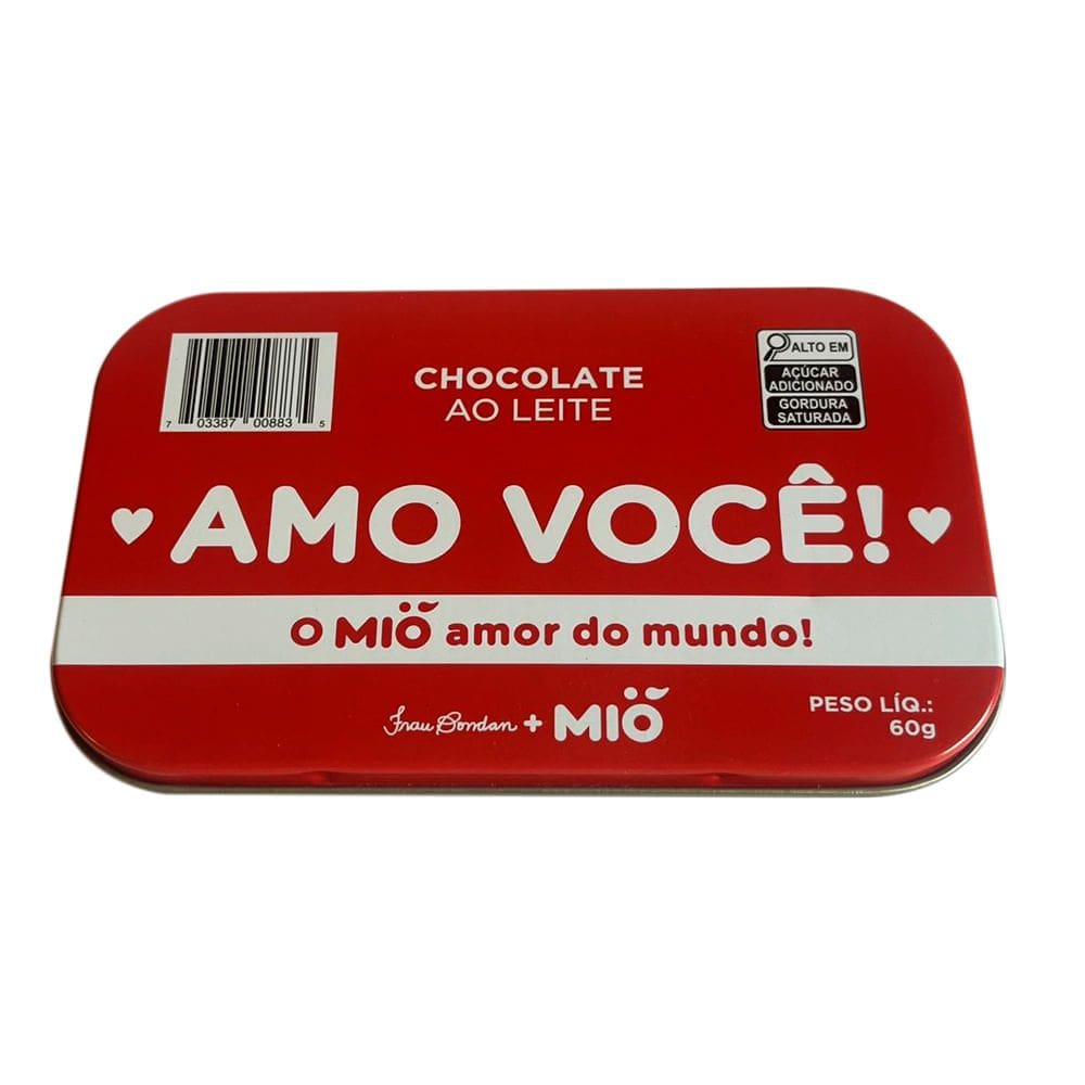 Chocolate Ao Leite Mió Amo Você Lata 60g