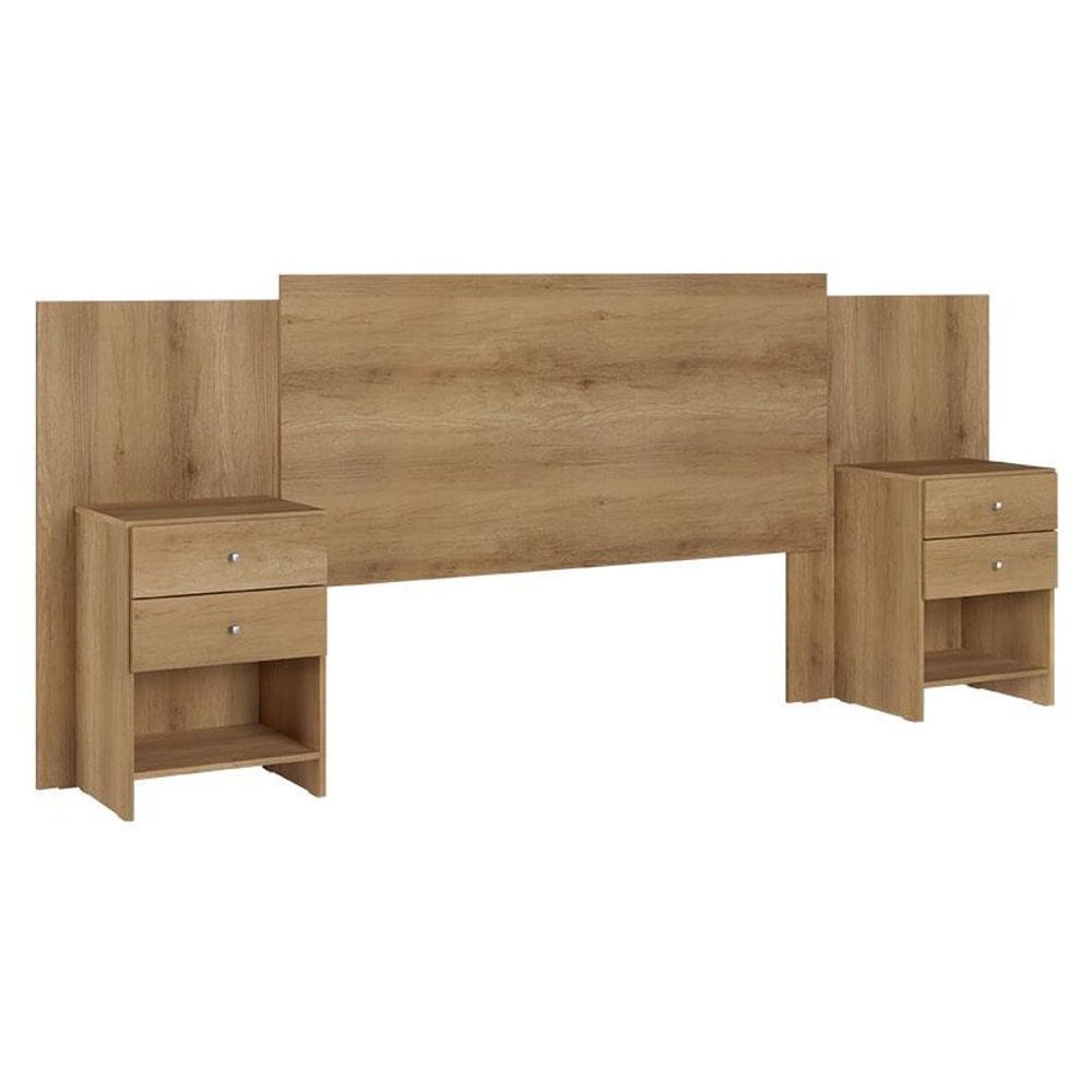 Cabeceira Casal com Mesas de Cabeceira Formosa Capuccino Acetinado - THB