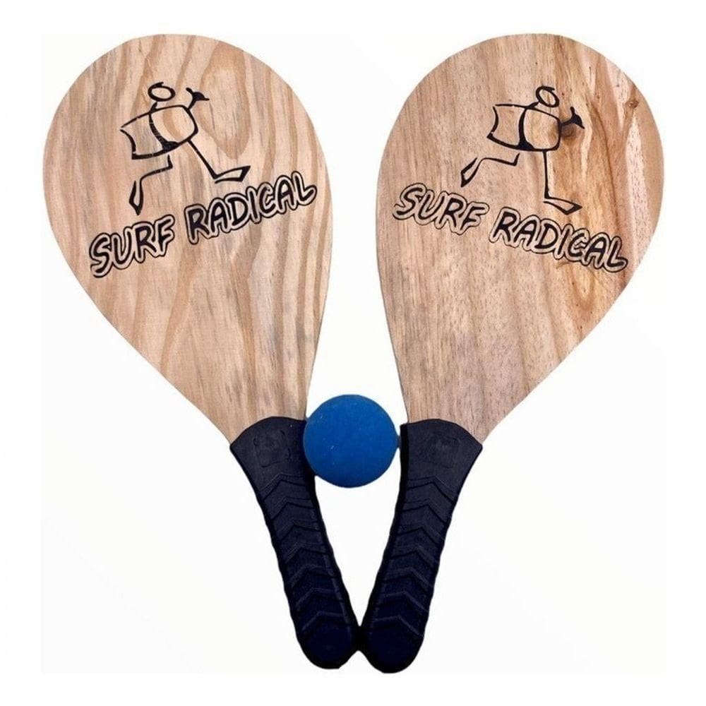 Raquete Frescobol De Madeira Com Bolinha Surf Radical