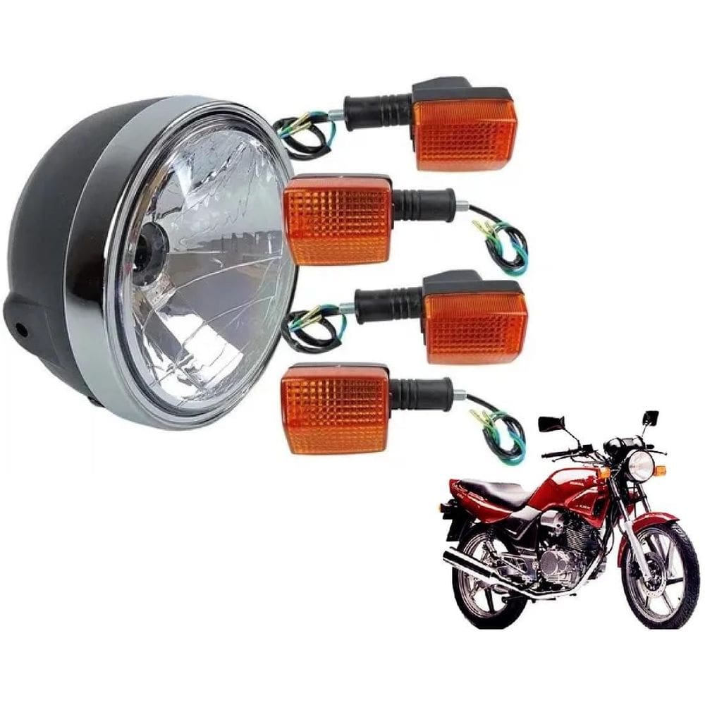 Farol Aro Cromado + 4 Pisca Lente Laranja Cbx 200 Strada
