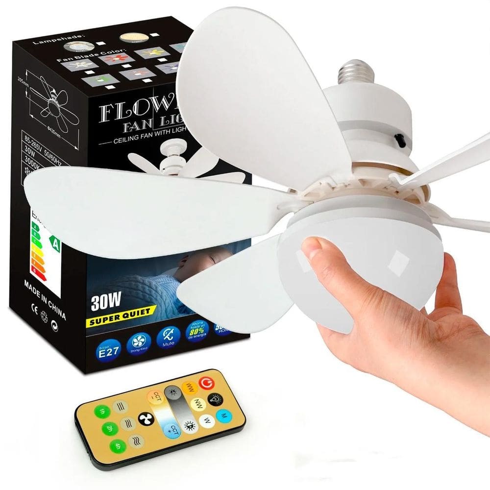 Ventilador De Teto Silencioso 6 Pás Controle Remoto Lâmpada