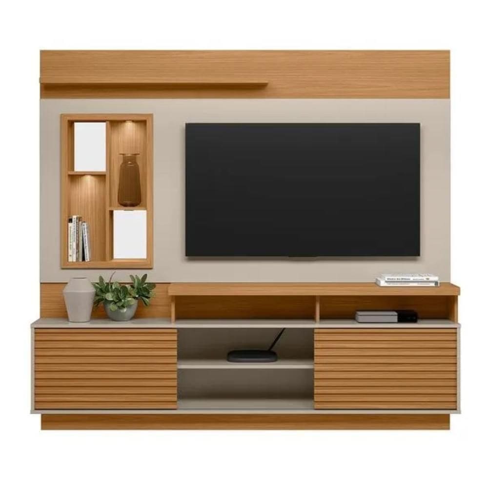 Estante Home Para Tv Até 60 Polegadas 2 Pt Eldorado Nature E Off 200cm