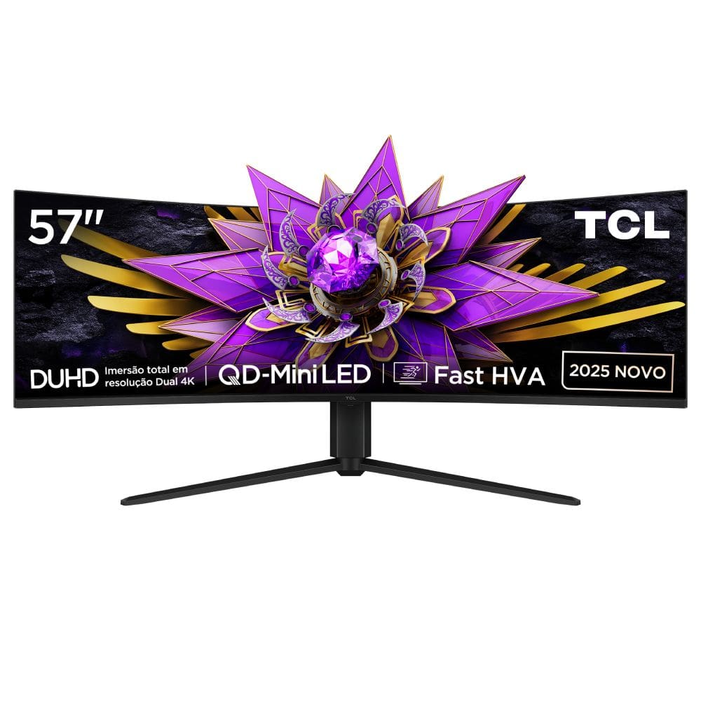 Monitor Gamer Curvo TCL 57 Polegadas QLED Mini LED 4K R94 120Hz 1ms (GtG) HDR 1000 nits 57R94