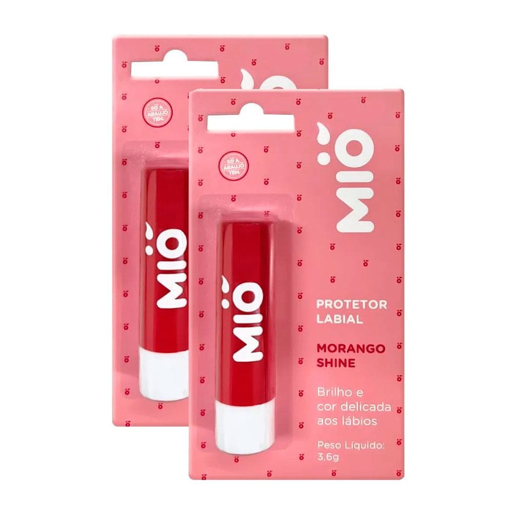 Kit 2 Protetor Labial Mió Sabor Morango Shine 3,6g