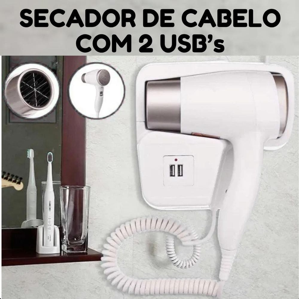Secador Fixo Branco Compacto Para Hotéis E Spas 220V