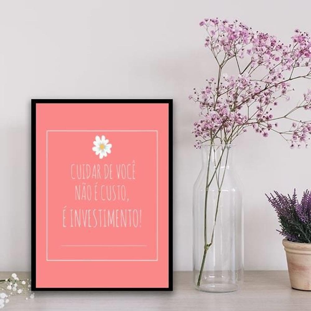 Quadro Cuidar De Você É Investimento 45X34Cm Preta