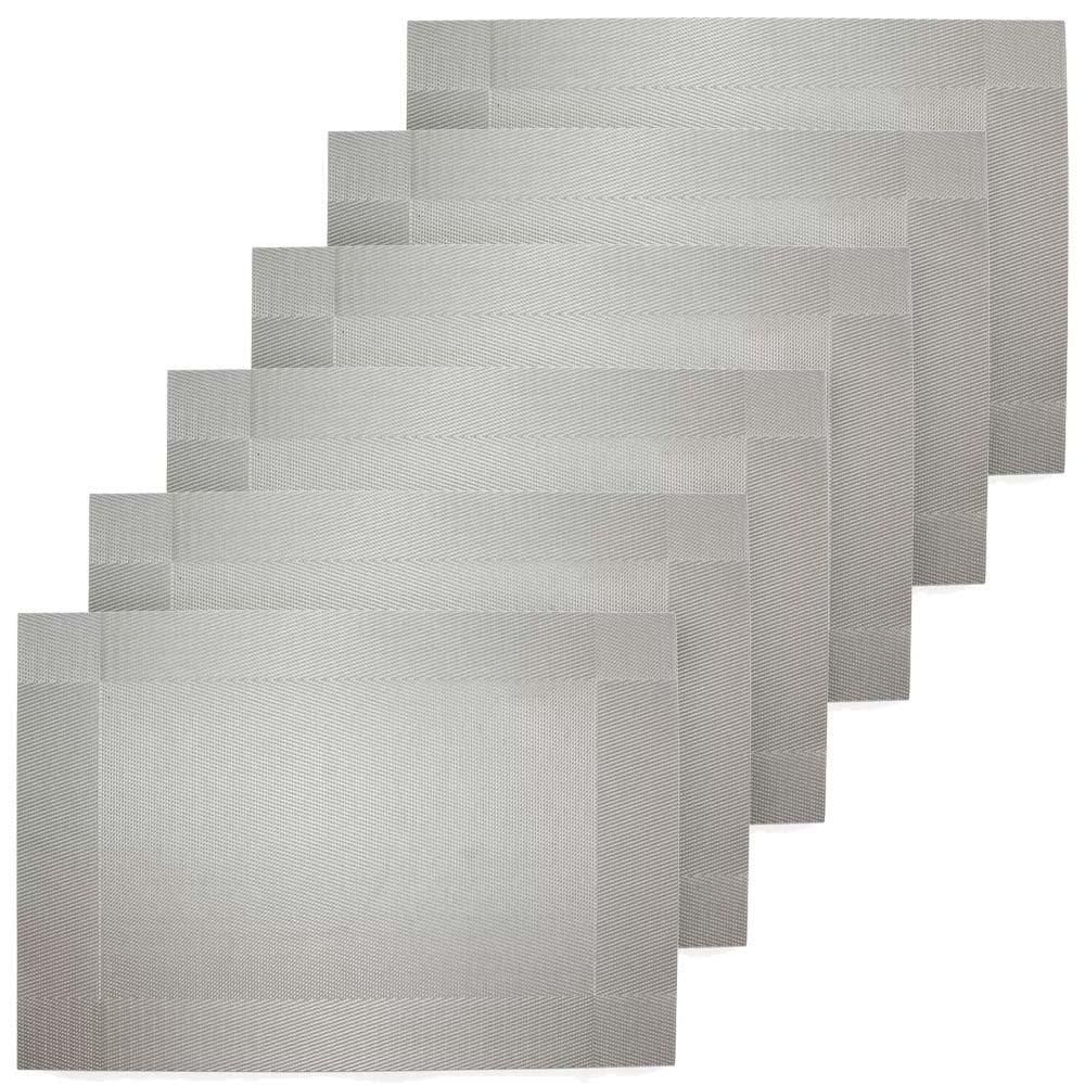 Conjunto 6 Peças Jogo Americano Sousplat Moldura Cinza