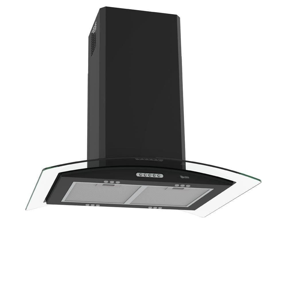 Coifa Terim Ilha Teto Vidro Curvo Black 75 cm Preto 220V