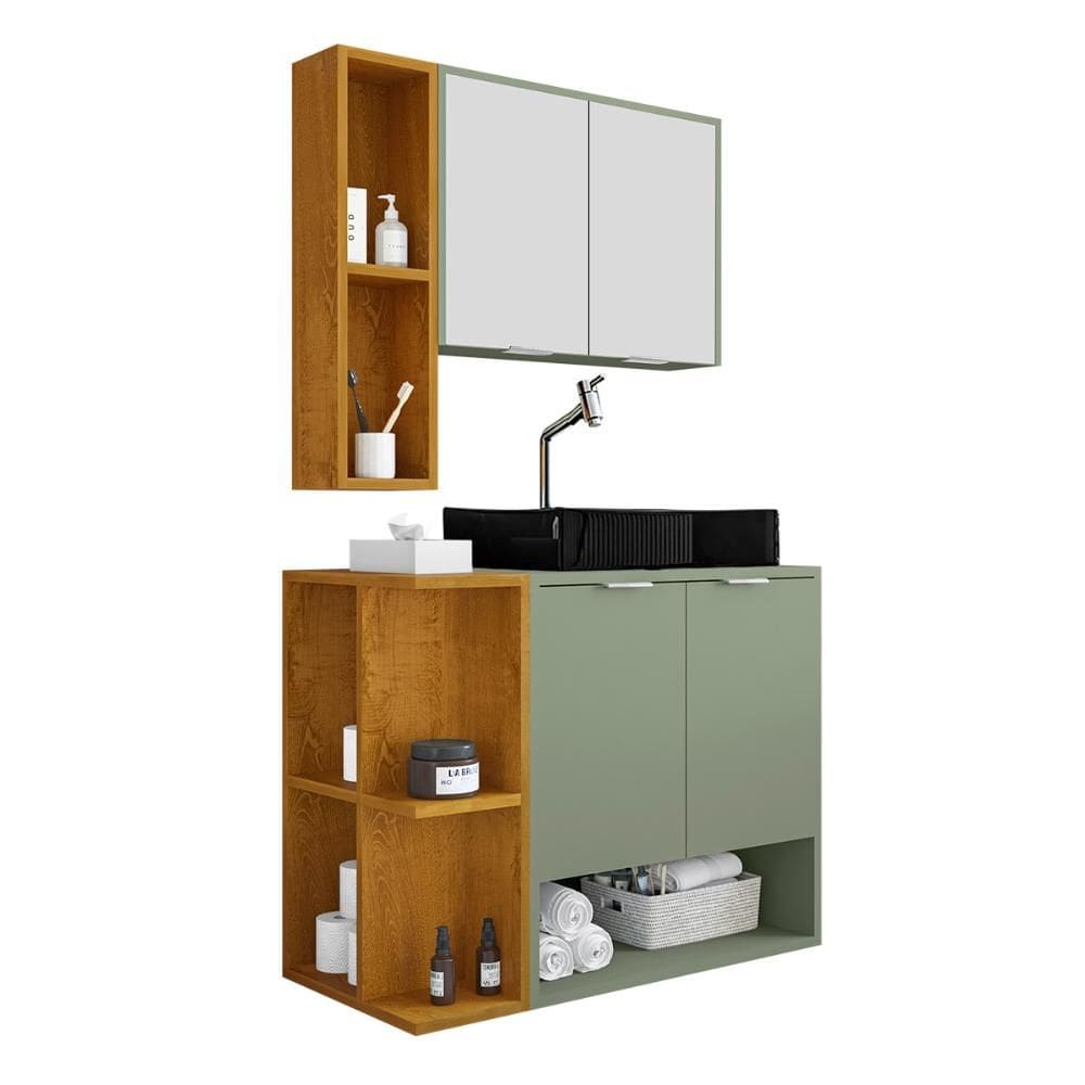 Gabinete Banheiro Star Cuba Dalla Preta Tor DL08 Valv Click