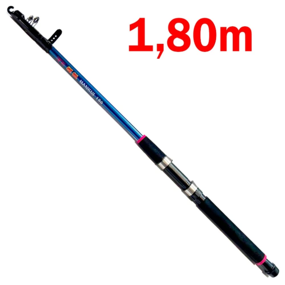 Vara de Pesca Retrátil Telescópica 1,80m com Porta Anzol