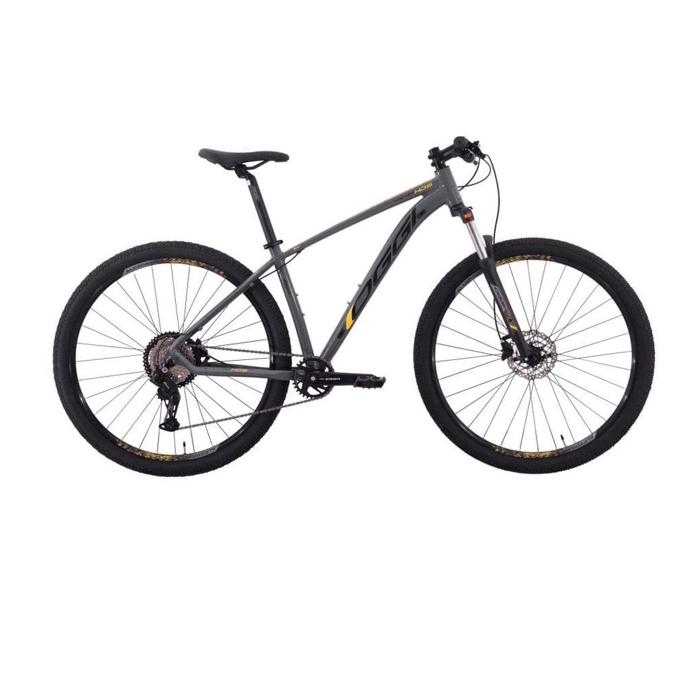 Bicicleta Aro 29 Oggi Hacker HDS ESSA 8v - Grafite/Amarelo/Preto Tamanho 17
