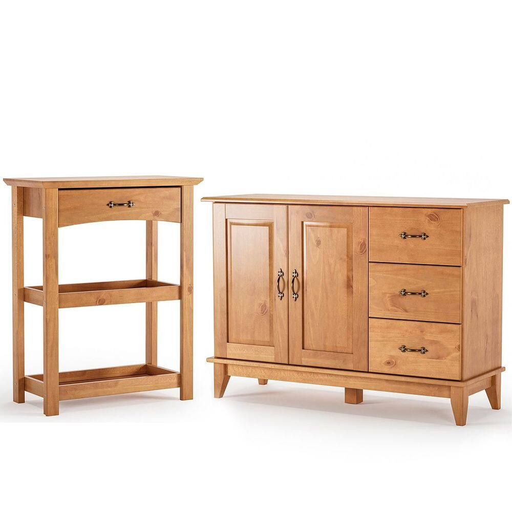 Kit Balcão Buffet 2 Portas e Aparador para Sala 100% Madeira Lotus