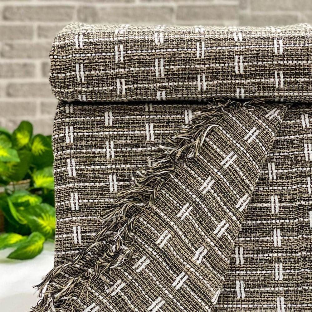 Manta Para Sofá Blocks 180cm X 240cm Bege Escuro-mescla