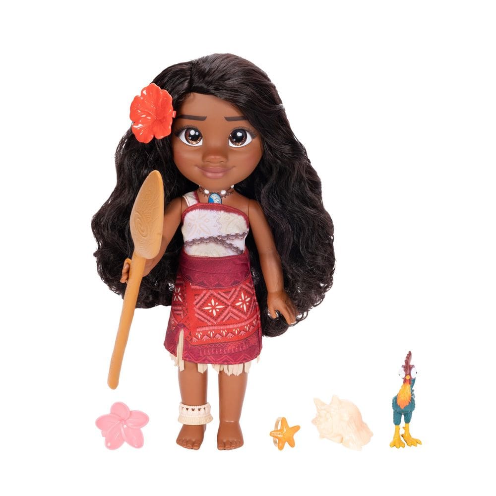 Boneca Disney Moana 2 My Singing Friend Moana com figura de Heihei