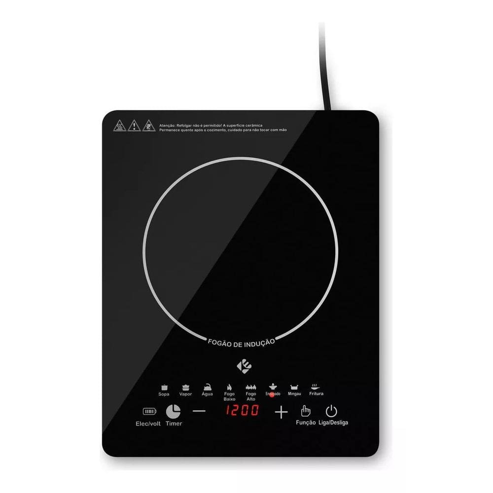 Cooktop Indução Preto 1 Boca 1800W Slim Touch - Vidoji -127V