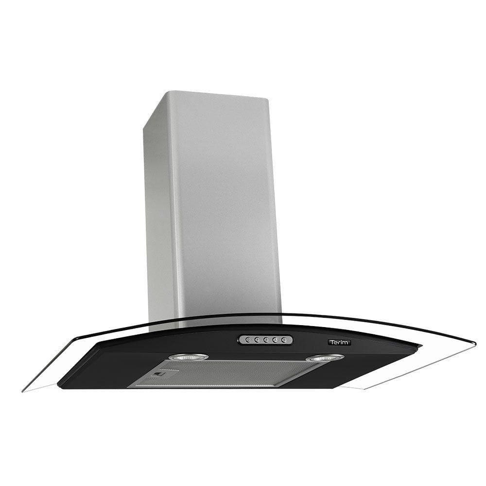 Coifa Terim Vidro Curvo Duto Slim Inox 80 cm Black 220V