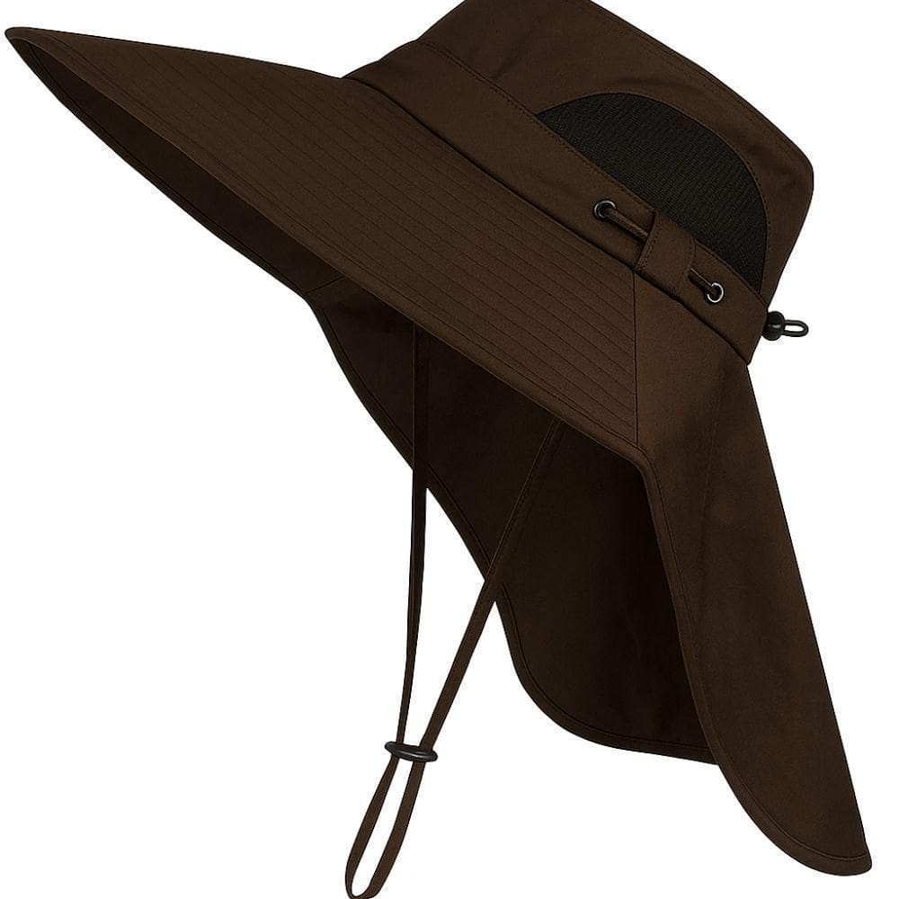 Chapéu Boné Pescador Australiano Respirável Ajustável Upf50+ Pesca Trilha Camping Marrom