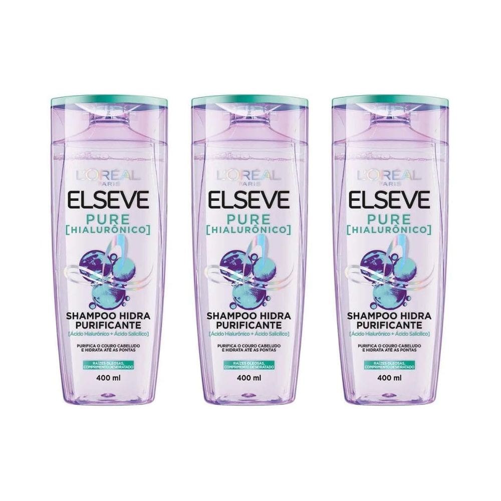 Shampoo Elseve 400Ml Puro Hialuronico - Kit Com 3Un