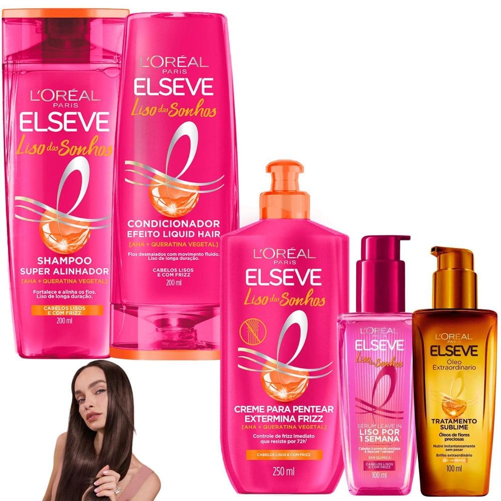 Kit Liso Do Sonhos Sérum Leave In Óleo Extraordinário Elseve