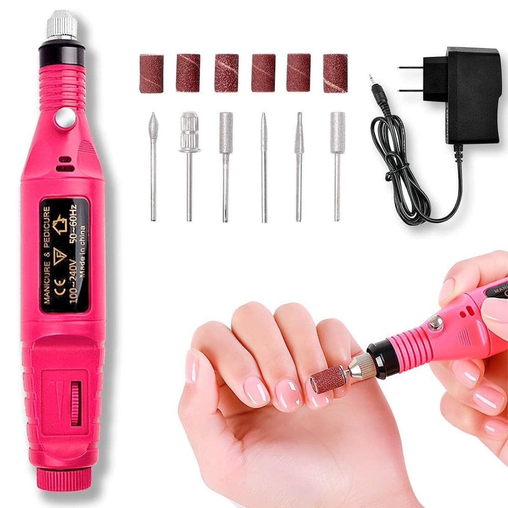 Mini Motor Elétrico Rosa Para Unhas De Gel
