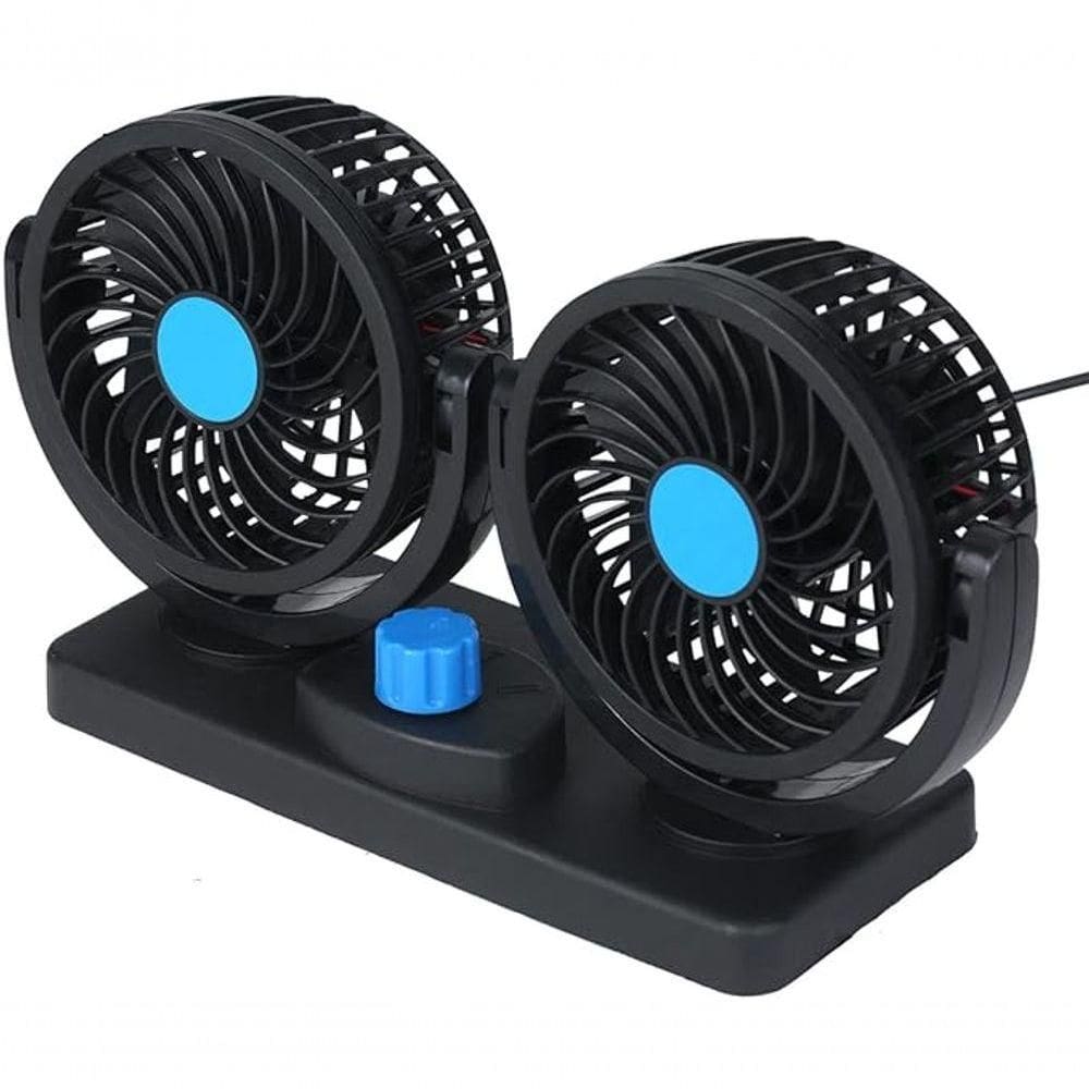 Mini Ventilador Portátil 12v Automotivo Cabeça Dupla Giratór