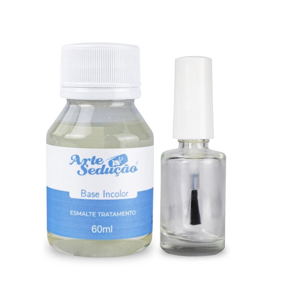 Kit Esmalte Base Incolor 60Ml + Frasco Para Esmalte 10Ml