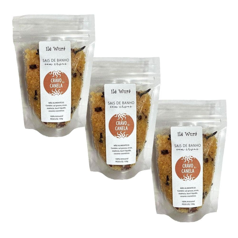 Kit 3 Sal De Banho Cravo E Canela Ervas Banheira Ilê Wurá
