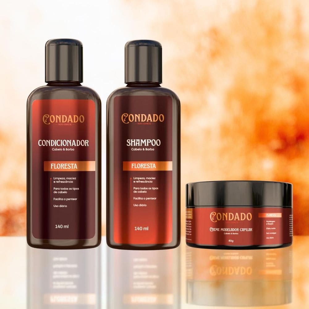 Kit Shampoo Condicionador Creme Modelador Masculino Condado