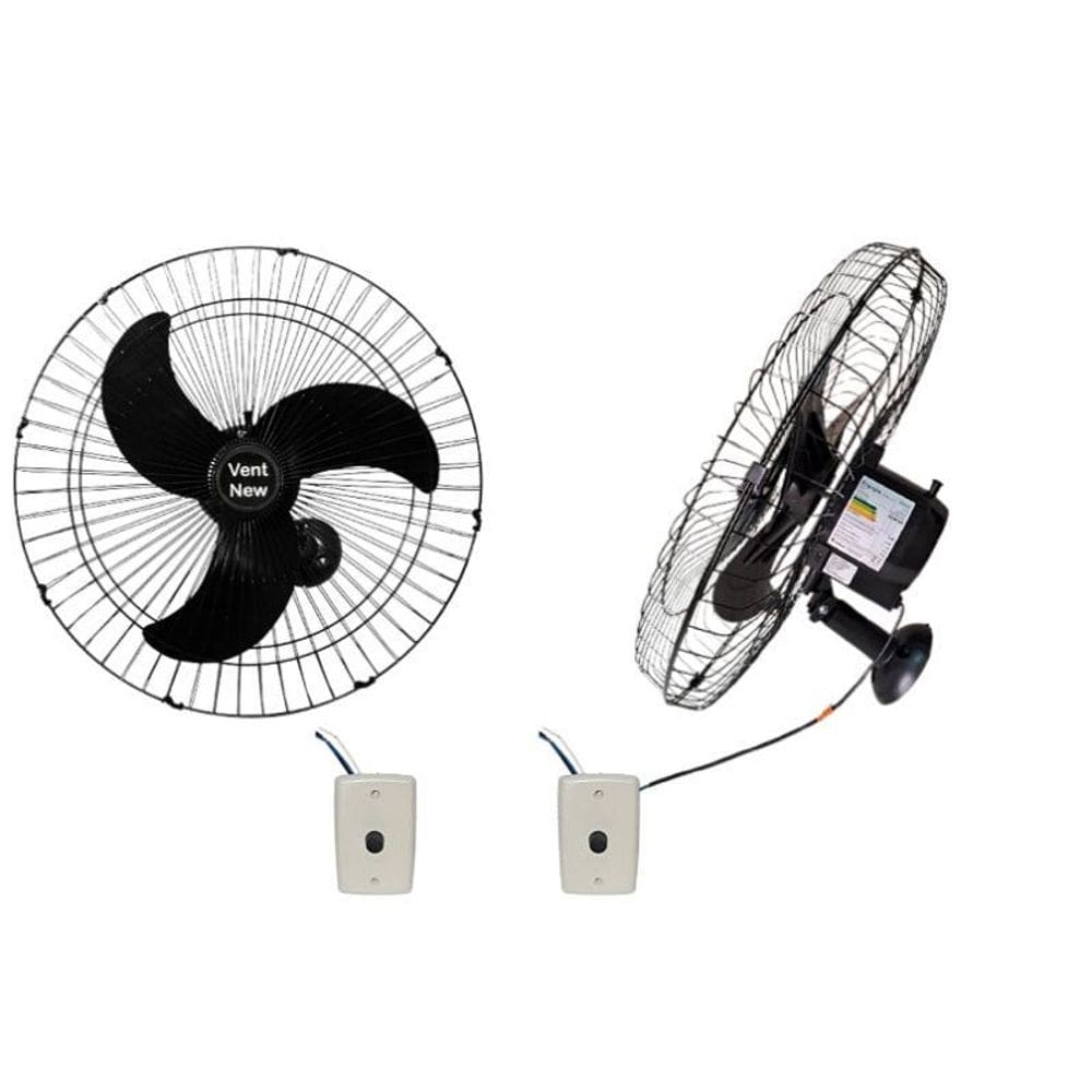 Ventilador De Parede Vent New 60Cm Bivolt 200W Preto 2 Unid