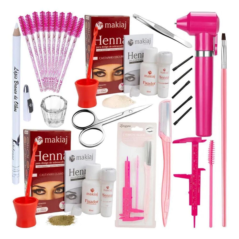 10X Kit 2 Henna Sobrancelha Design Kit Sobrancelhas 100% Na