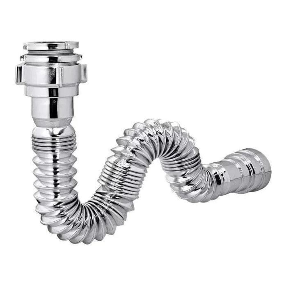 Sifão Sanfonado Flexível Extensível Universal Cromado