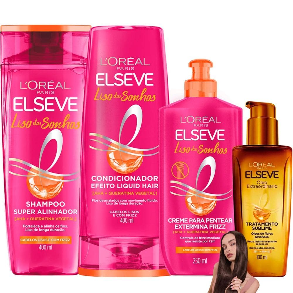 Kit Elseve Óleo Extraordinário Liso Dos Sonhos Aha Queratina