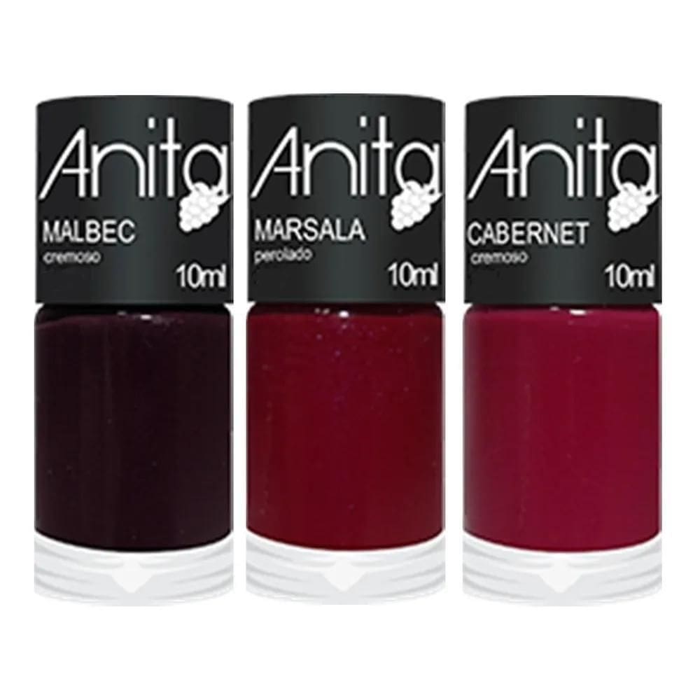 10X Esmalte Anita Coleção Uvas Malbec Marsala Cabernet