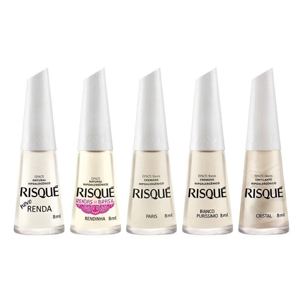 10X Kit 5 Esmaltes Risque Manicure Renda Francesinha