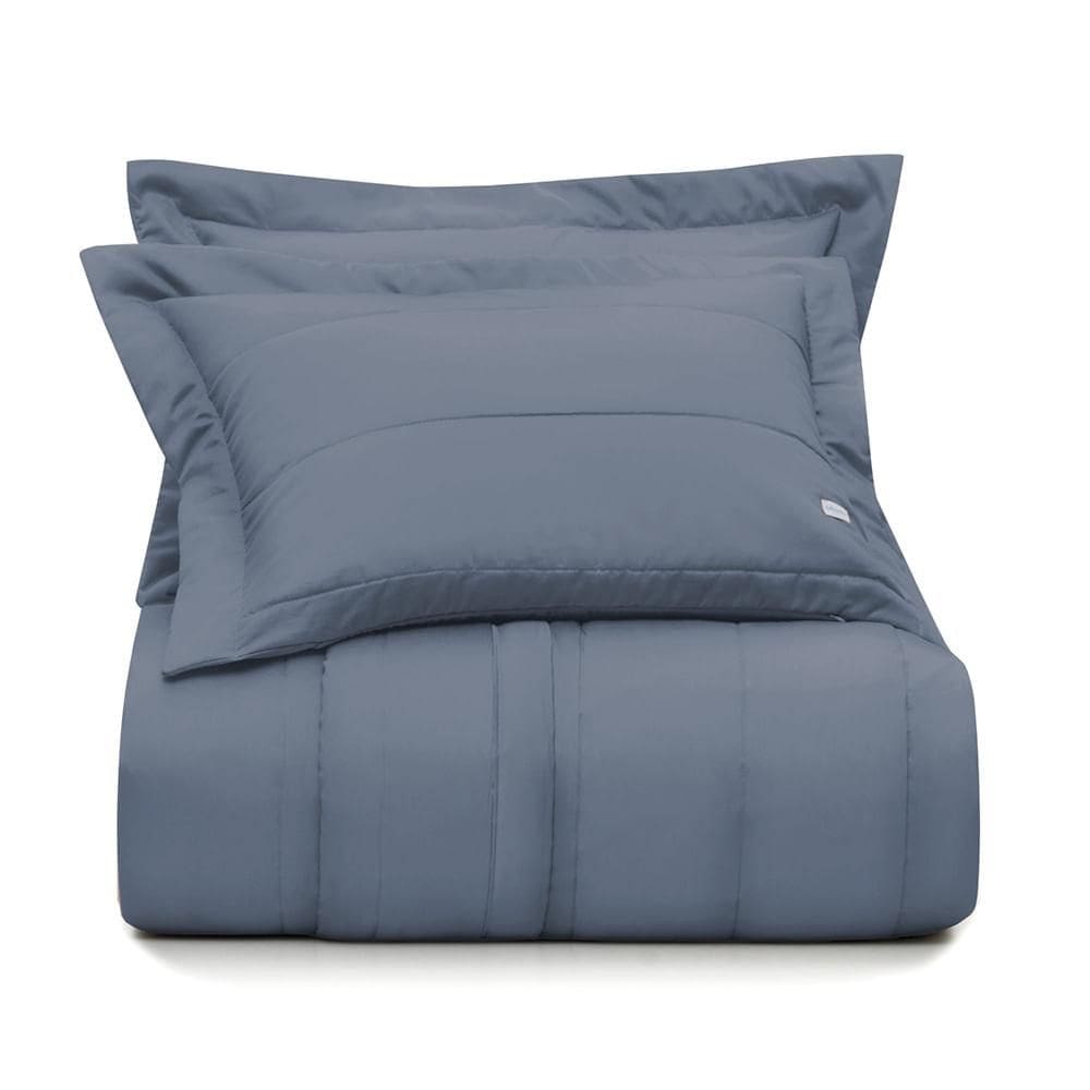 Jogo de Colcha Queen Altenburg Cetim 300 Fios Azul