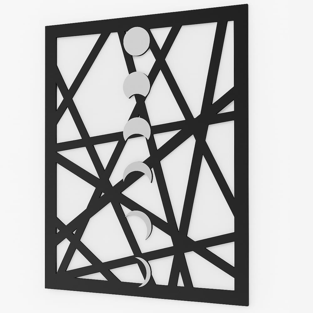 Quadro Painel Decorativo Fases Lua Prata 30X40 Mdf Acrilic