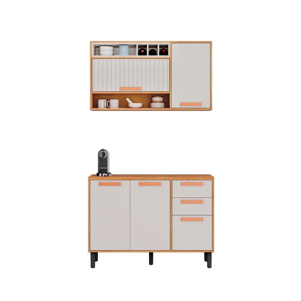 Cozinha Compacta 120cm Nápoles Off White em MDP Itatiaia